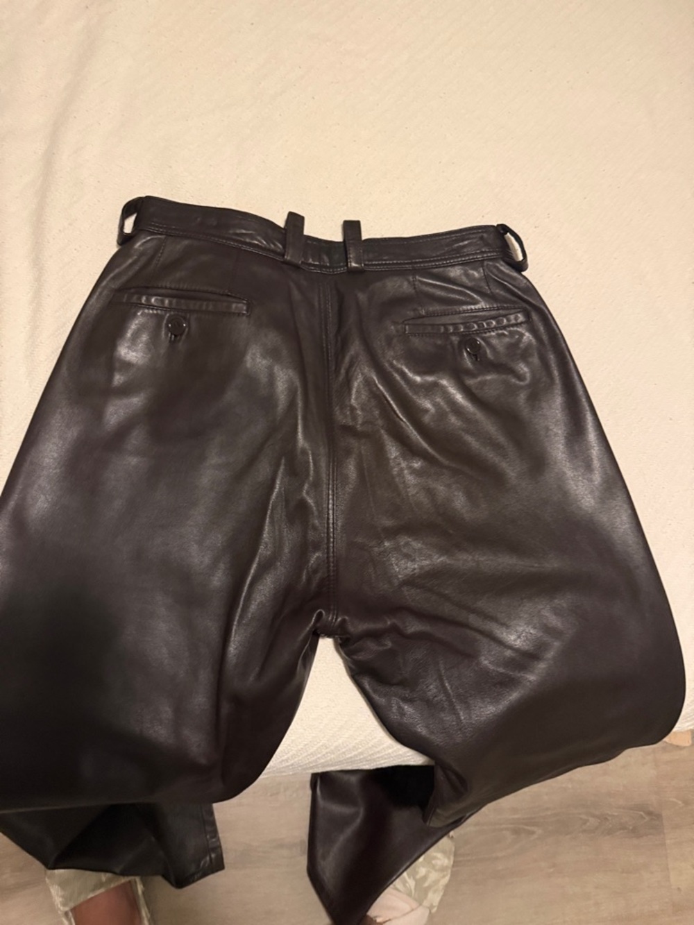 Ermenegildo Zegna Black Leather Relaxed pants - Picture 6 of 9